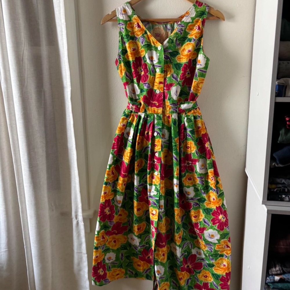 Vintage Talbots Floral Midi Dress